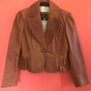 Moda International Caramel Brown Leather Jacket VS